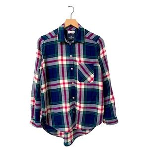 American Eagle Outfitters Boyfriend Fit Colorful Casual Plaid Shirt Size Medium